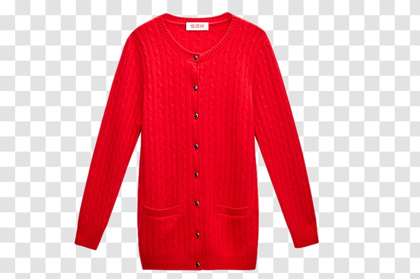 Cardigan Red Sleeve - Top - Hengyuanxiang Thick Round Neck Cashmere Sweater Cannabis Transparent PNG