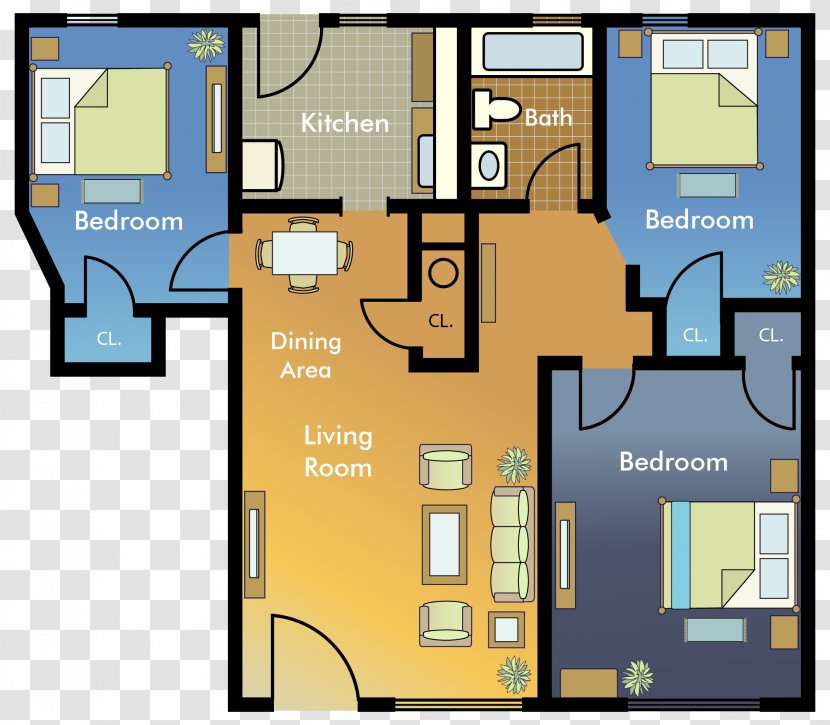 James River Villas Apartment Floor Plan Renting Bedroom - Washing Machines Transparent PNG