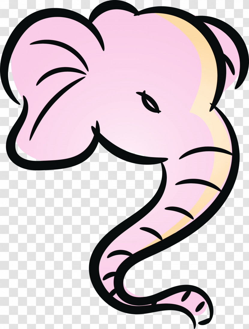 Line Art Cartoon Character Pink M Animal Figurine Transparent PNG