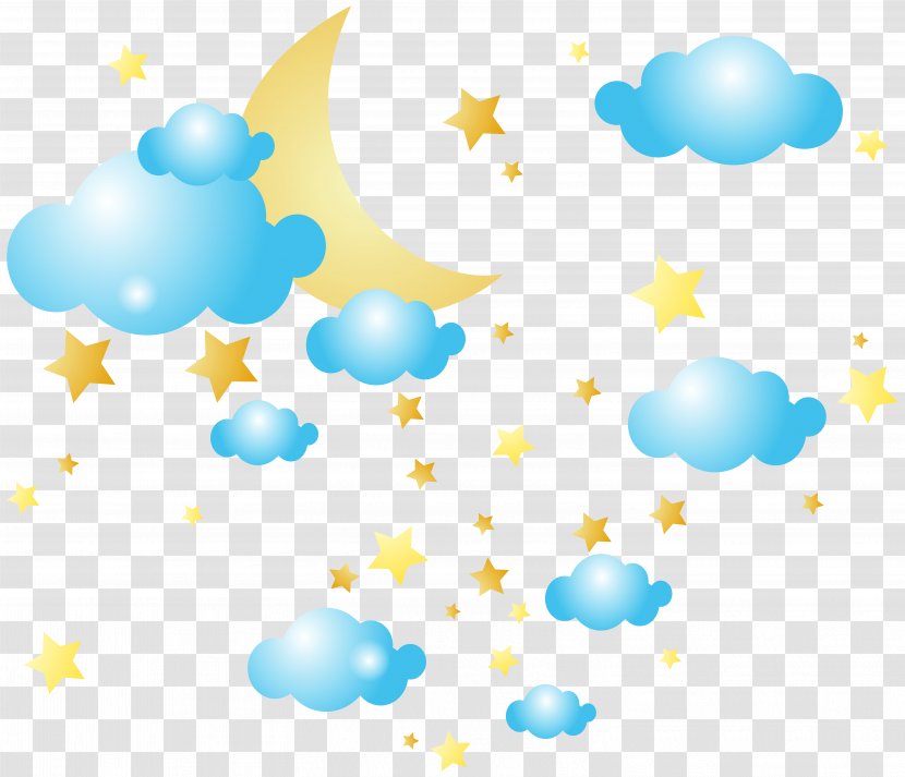 Cloud Moon Clip Art Blue Star Cliparts Transparent Png