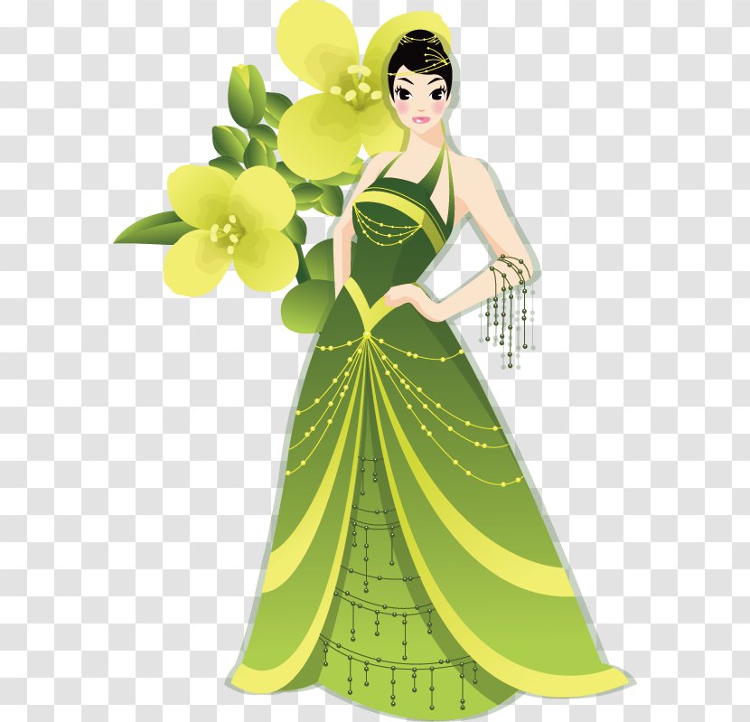 Fashion Download Graphic Design - Figurine - Lovely Woman In Green Wedding Vector Illustration Transparent PNG