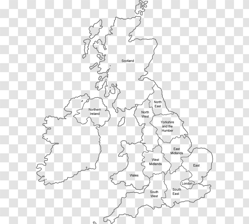 England Black And White Map - Organism - Uk County Transparent PNG