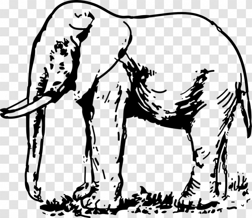 Asian Elephant Drawing Black And White Clip Art - Elephants Mammoths - Thai Transparent PNG