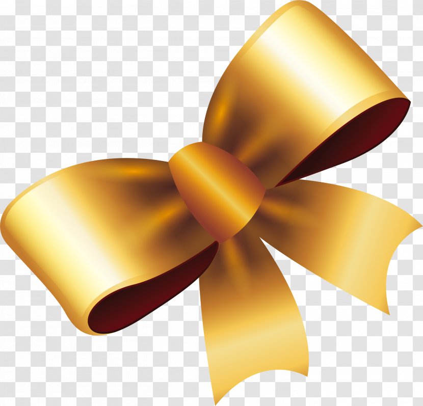 Ribbon Gold Gift - Yellow - Exquisite Bow Transparent PNG
