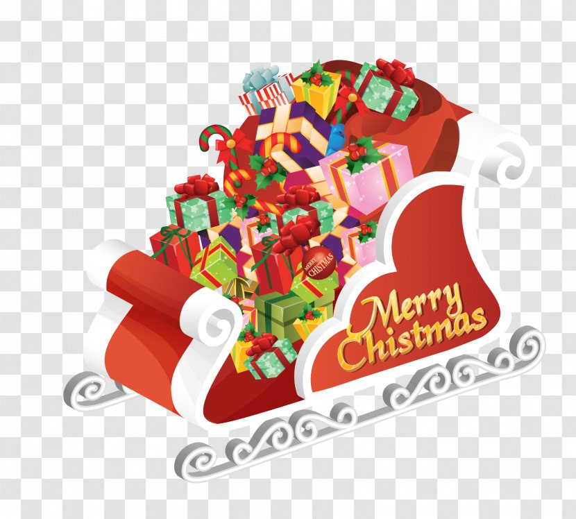Christmas And Holiday Season Theme Party Wallpaper - Decoration - Santa Claus Car Vector Transparent PNG