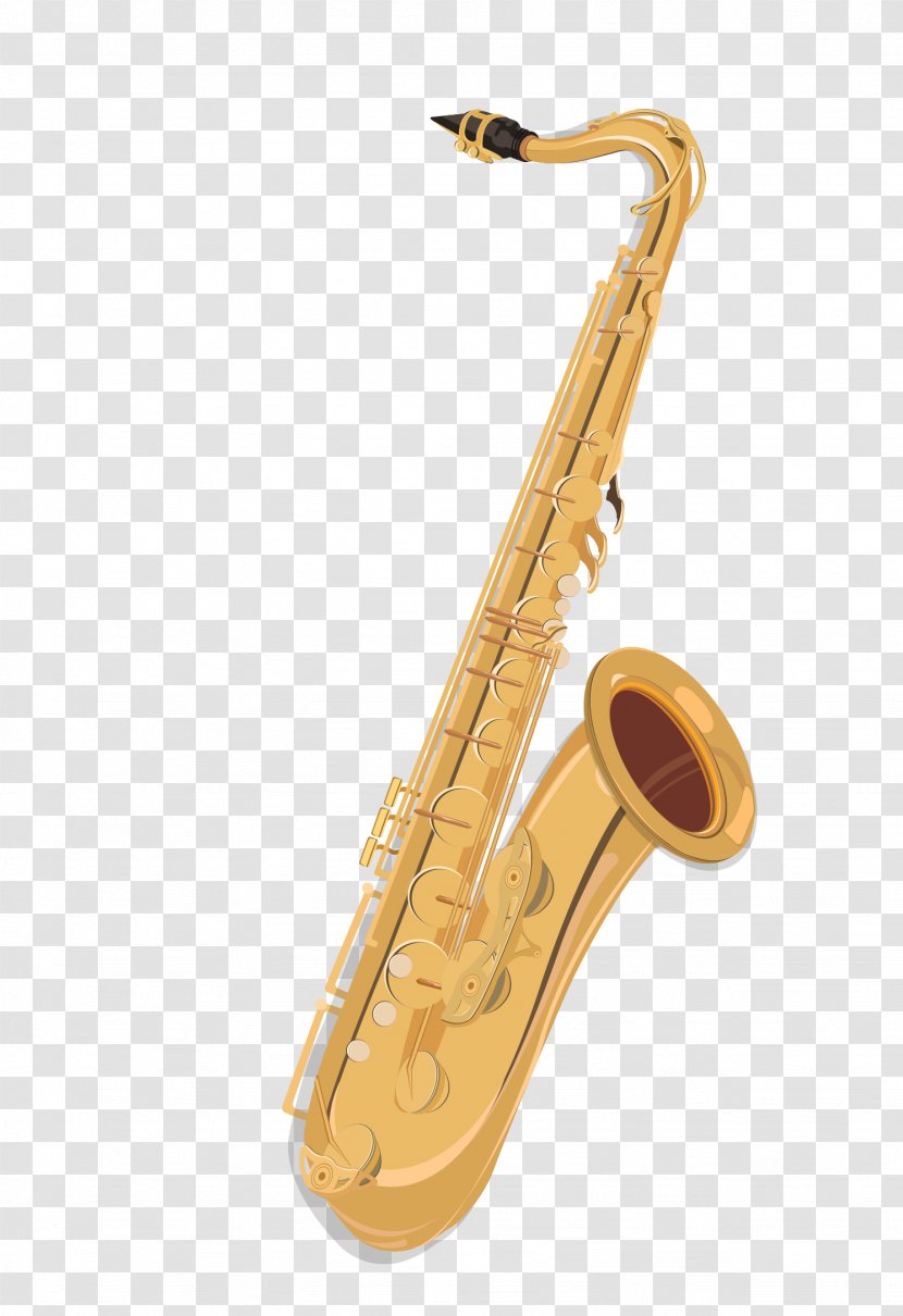 Baritone Saxophone Musical Instrument Drawing - Frame - Golden Cartoon Transparent PNG