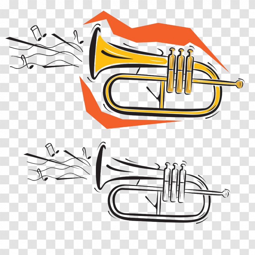 Royalty-free Clip Art - Watercolor - Hand-painted Trumpet Transparent PNG