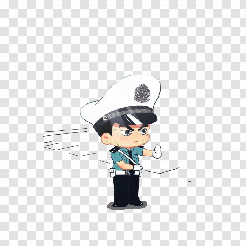 Cartoon Police Officer Avatar Illustration - Creative Work - Traffic Directing In The Hot Sun Transparent PNG