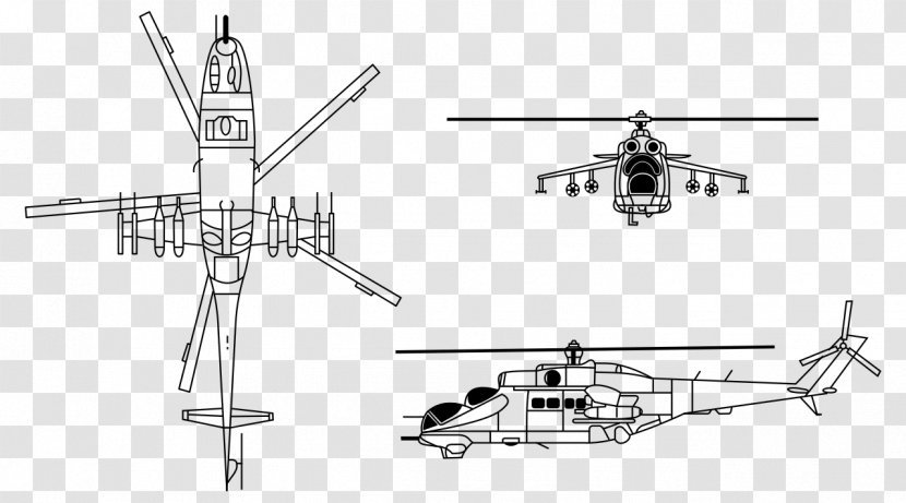 Mi-24 Helicopter Rotor Mil Mi-8 Attack - Drawing Transparent PNG