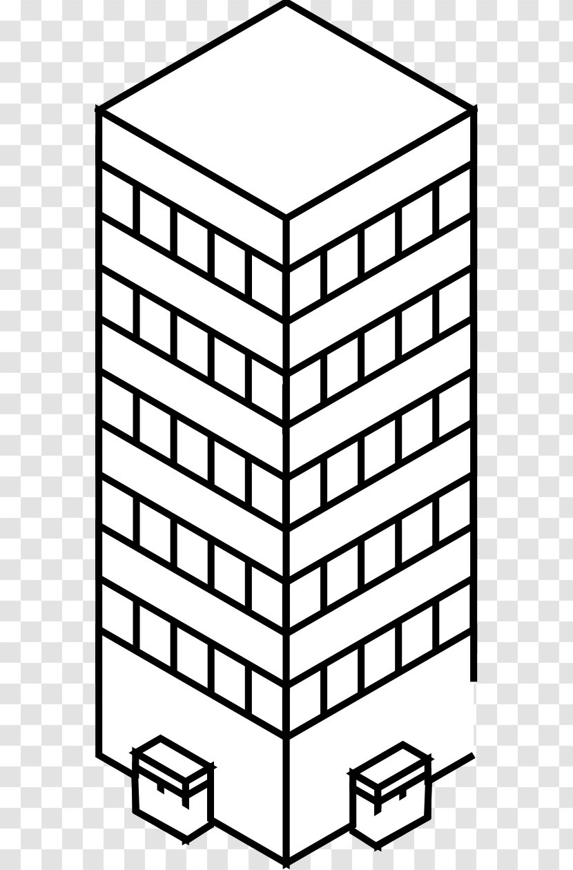 Black And White Drawing Building Clip Art - Apartment - Skyscraper Transparent PNG