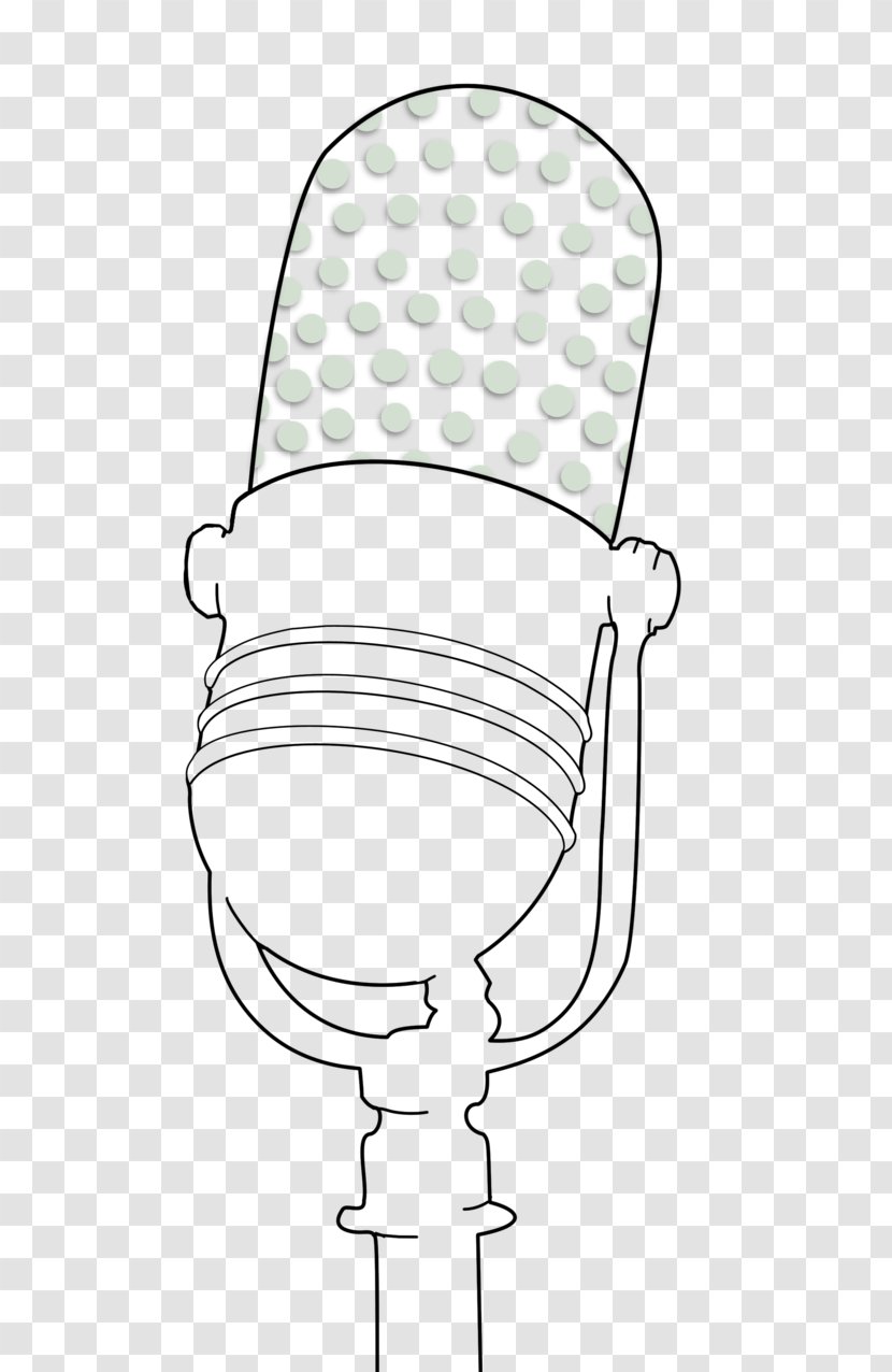 Microphone Line Art Headgear - Black And White - Draw School Transparent PNG