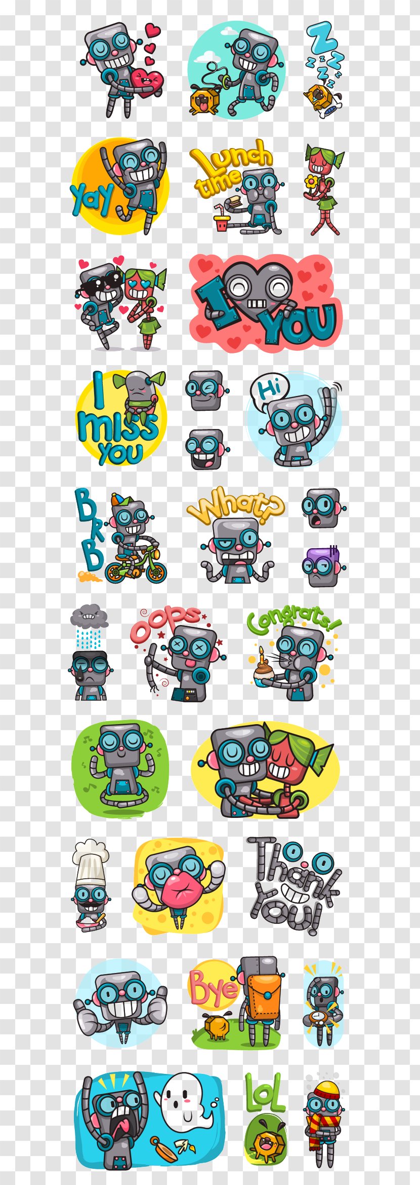 Paper Sticker Viber Clip Art - Cartoon Robot Collection Transparent PNG