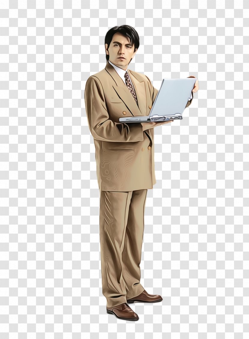 Standing White-collar Worker Suit Job Laptop - Watercolor - Business Businessperson Transparent PNG