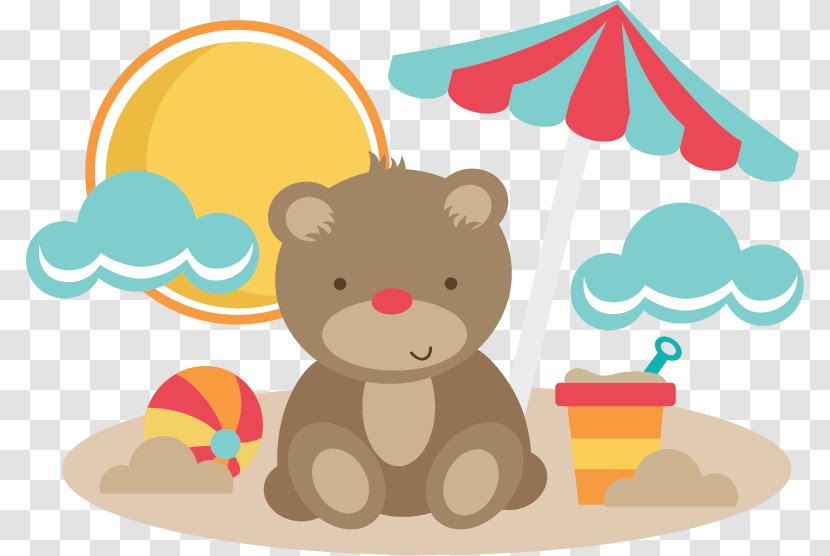 Bear At The Beach Clip Art - Silhouette Transparent PNG