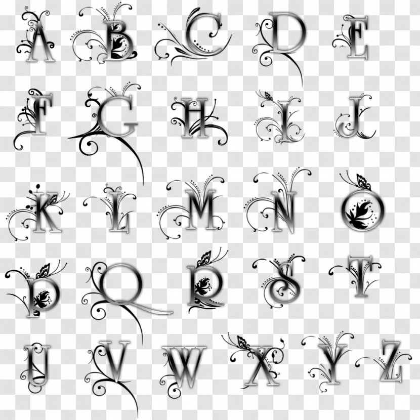 Tattoo Letter Cursive Idea Font - Art - Alphabet Transparent PNG
