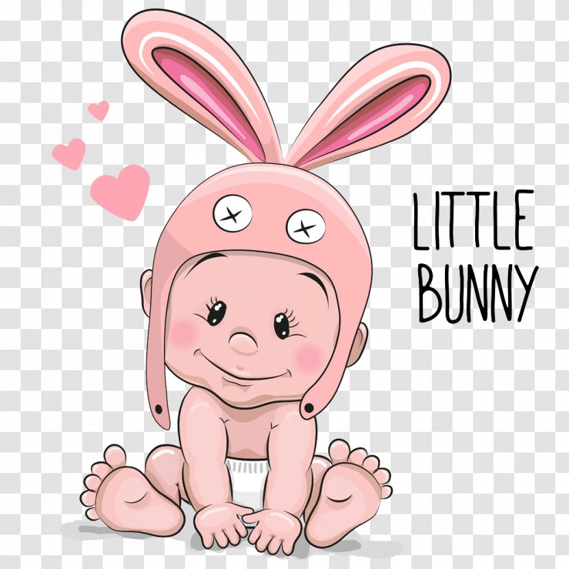 Infant Cartoon Child Illustration - Flower - With A Baby Rabbit Ears Transparent PNG