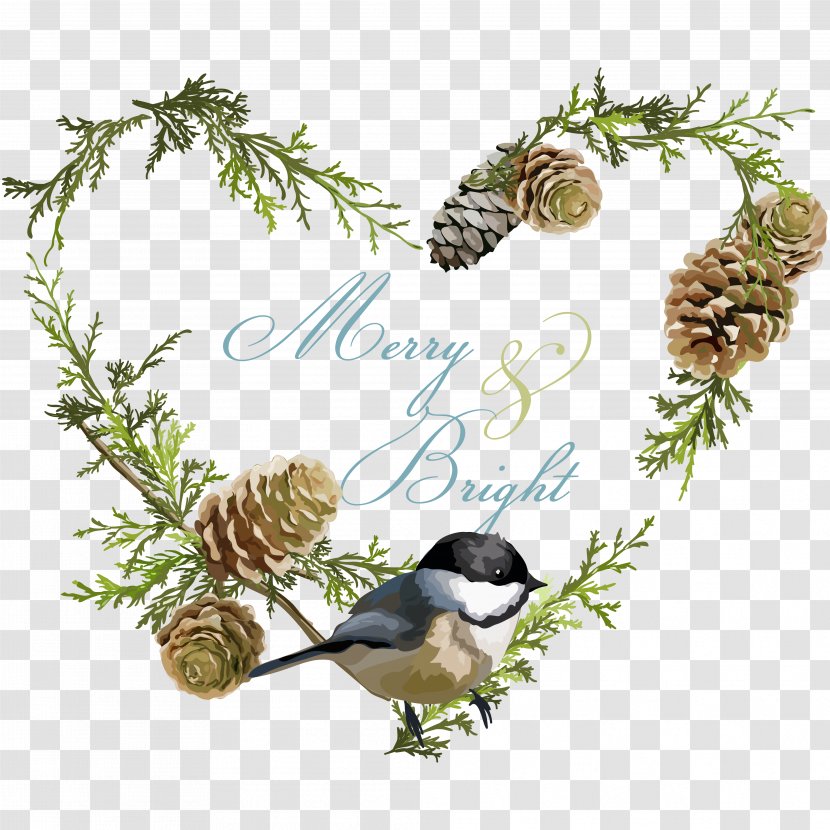 Bird Euclidean Vector Christmas Illustration - Royaltyfree - Love Birds Plants Transparent PNG