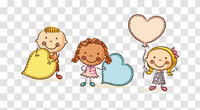 Child Animation Drawing Illustration - Silhouette - Cartoon Heart-shaped Buttons Transparent PNG