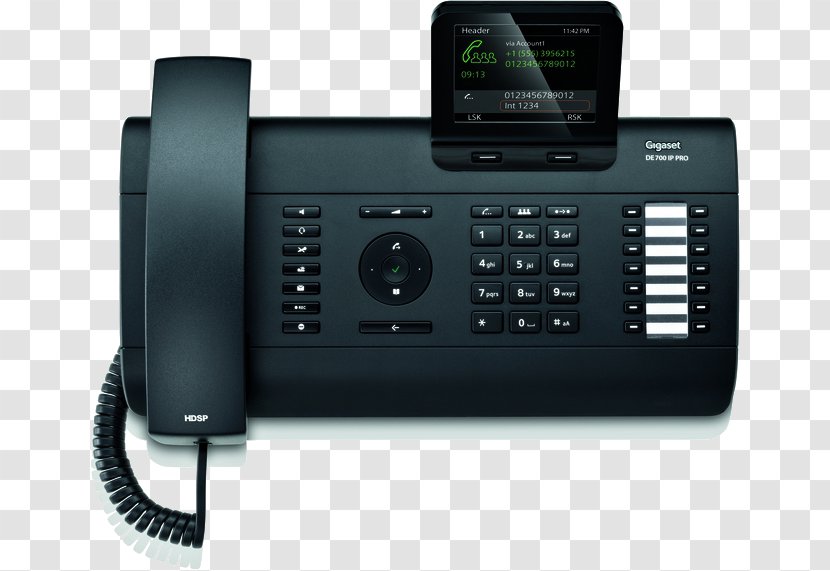 Gigaset DE700 IP PRO VoIP Phone - Telephone - Black Voice Over Communications Digital Enhanced Cordless TelecommunicationsSkype Microsoft Usb Headset Transparent PNG
