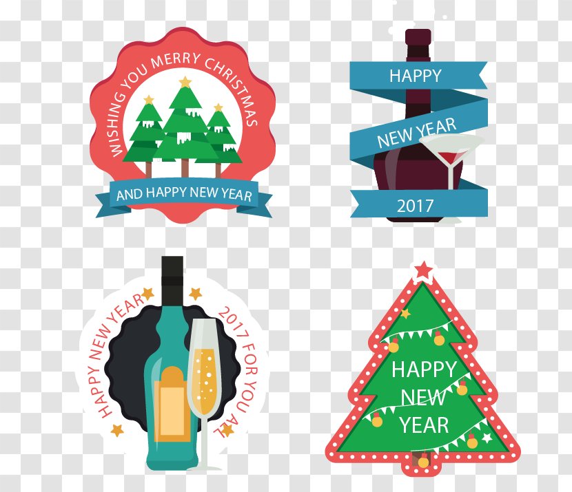 Christmas Tree Clip Art - Decoration - 4 Holiday Trim Tabs Transparent PNG