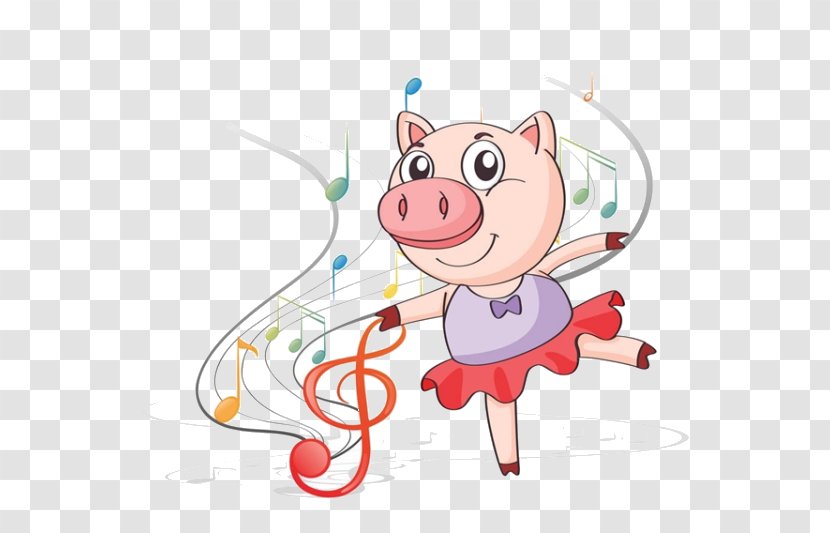 Domestic Pig Dance Clip Art - Tree - Cartoon Dancing Transparent PNG