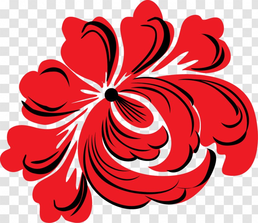 Russian Khokhloma Ornament Red - Flower - Russia Transparent PNG