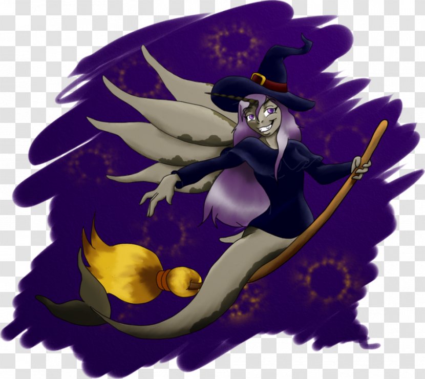 Fairy Illustration Graphics Desktop Wallpaper Purple - Flower - Witch Riding Broom Transparent PNG
