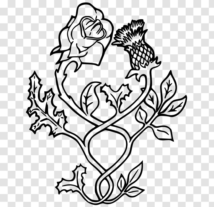 Thistle Scotland Rose Clip Art - Heart - Line Drawing Of Flowers Transparent PNG