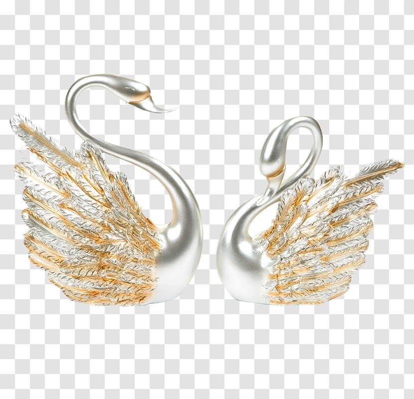 Cygnini Earring Wedding - Body Jewelry - Swan Decoration Transparent PNG
