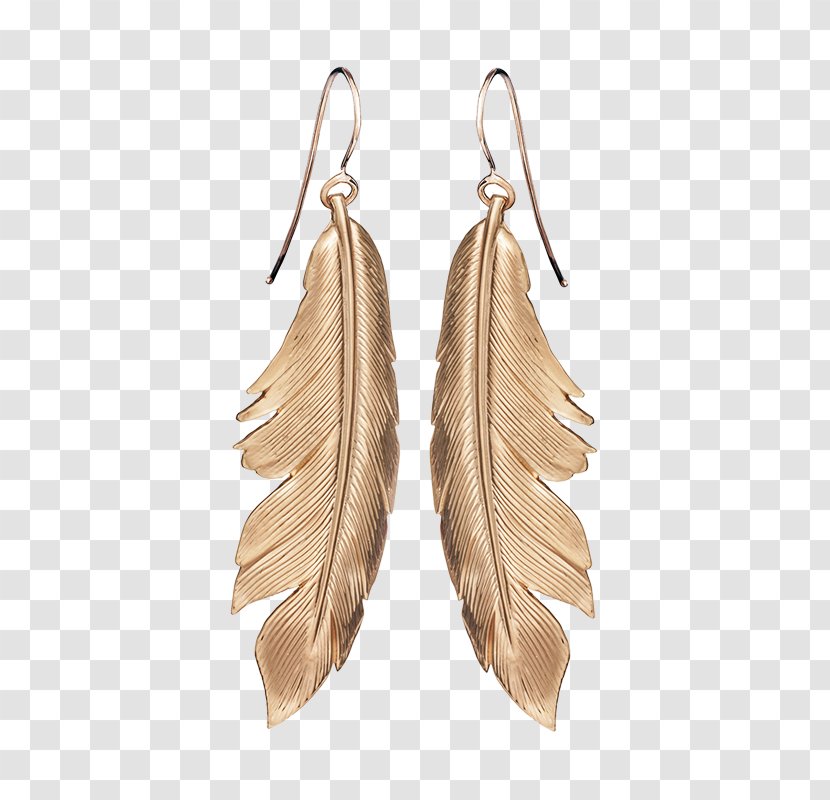 Earring Feather Gold Leaf Bird - Foil Transparent PNG
