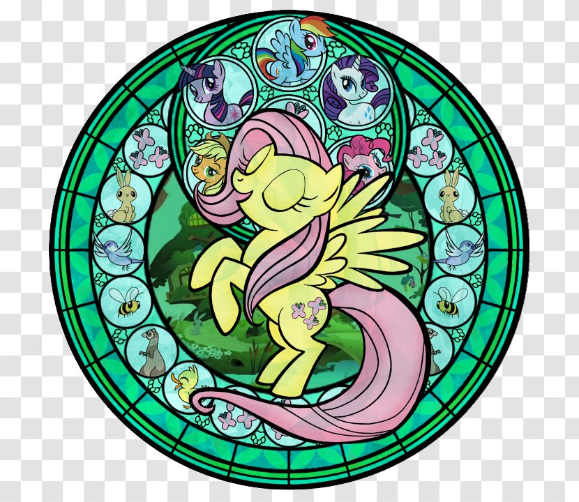 Stained Glass Applejack Twilight Sparkle Fluttershy Pinkie Pie - Pony Transparent PNG