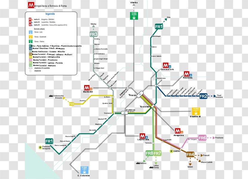 Roma Termini Railway Station Rapid Transit Train Line A Rome Metro - Map Transparent PNG