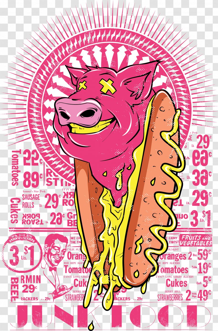 Pinks Hot Dogs Hamburger Sausage T-shirt - Flower - Dog And Pig Printing Transparent PNG