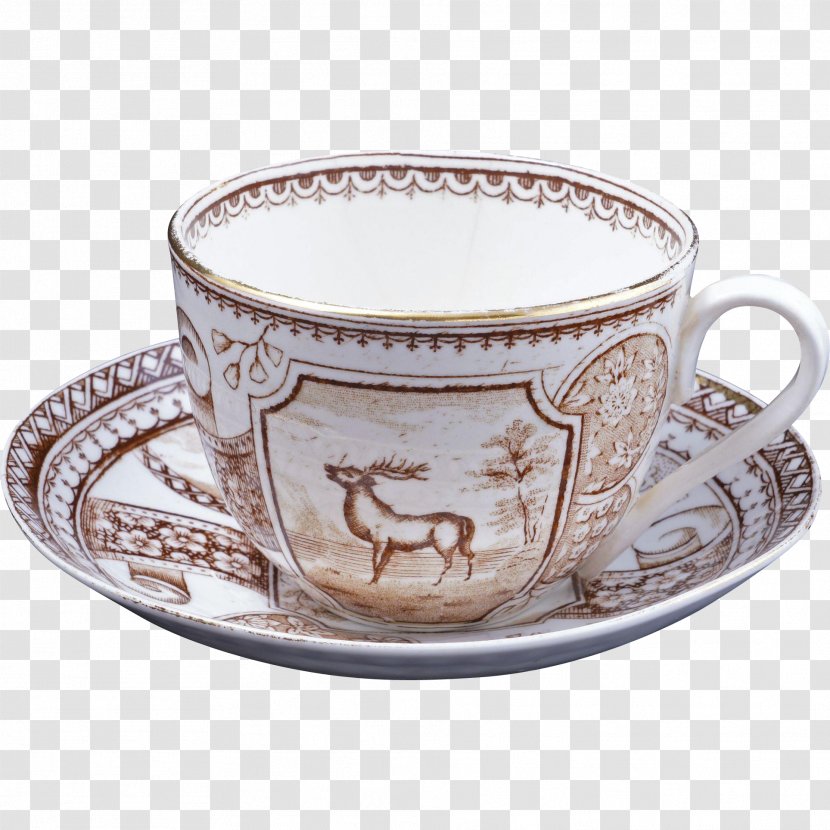 Coffee Cup Saucer Porcelain Teacup Transferware - Dinnerware Set Transparent PNG