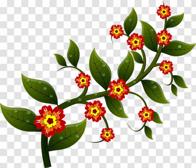 Flower Branch Clip Art - Garden Transparent PNG