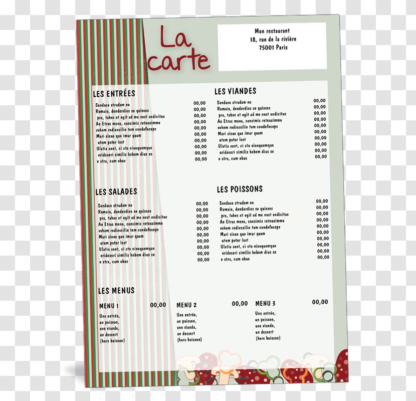 Menu Cafe Restaurant Pasta Pizza - Brochure Transparent PNG