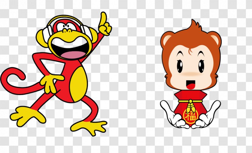 Bainian Chinese New Year Monkey Happiness Lunar - Recreation - Cartoon Transparent PNG