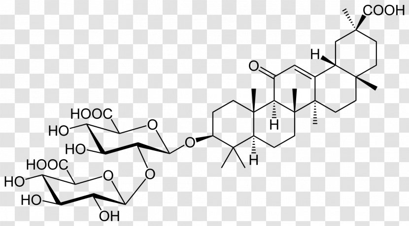 Liquorice Glycyrrhizin Saponin Acid Enoxolone - Black And White - Glycyrrhiza Transparent PNG