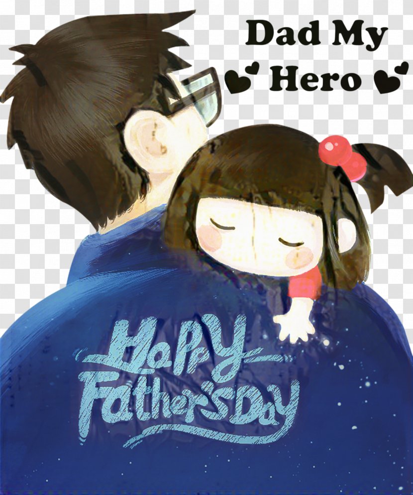 Hug Cartoon - Fathers Day - Love Black Hair Transparent PNG