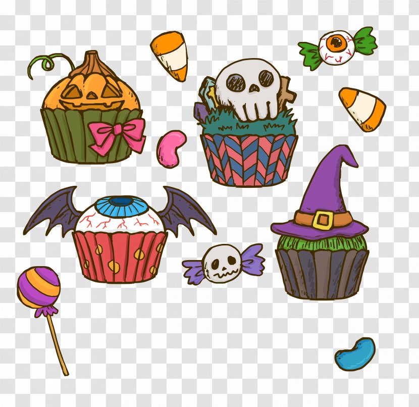Halloween Cake Cupcake Birthday Clip Art - Horror Funny Transparent PNG