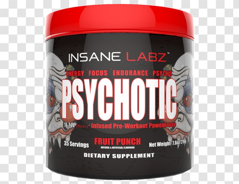 Dietary Supplement Psychosis Pre-workout Nutrition Insanity - Fruit Punch Transparent PNG