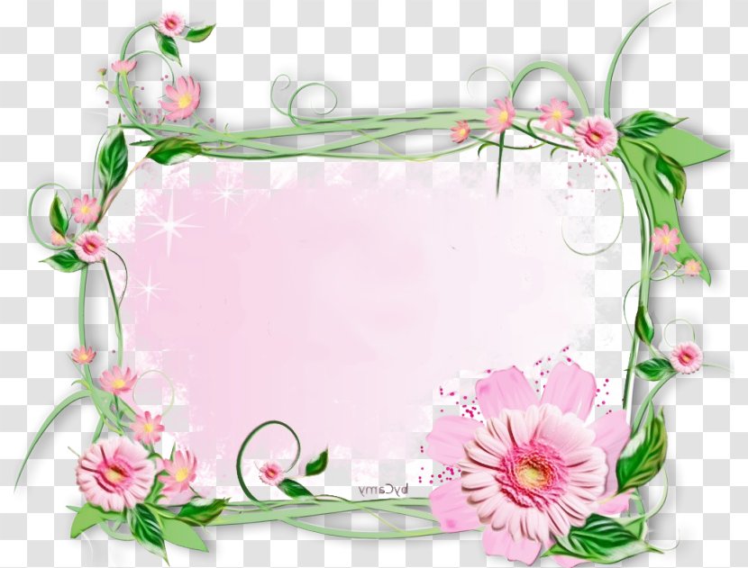 Background Watercolor Frame - Rectangle - Flower Plant Transparent PNG