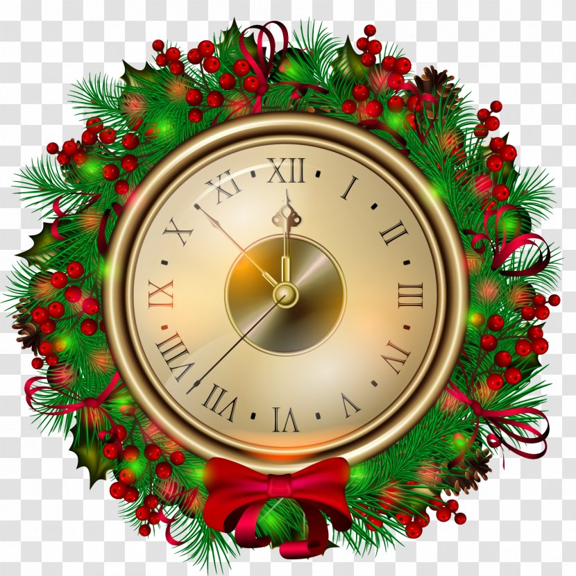 Christmas Santa Claus Clock Clip Art - Decoration - Pic Transparent PNG