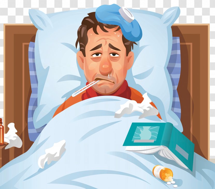 Common Cold Influenza Disease Illustration - Symptom - Sick Bed Rest Transparent PNG