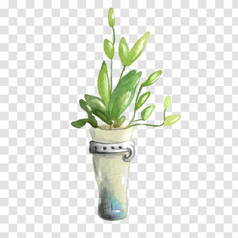 Vase Illustration - Green Leaf Transparent PNG