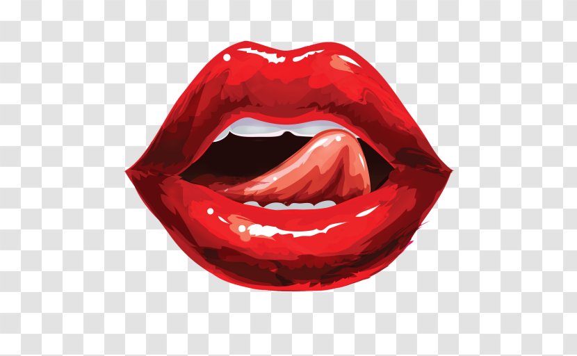 Drawing Lip Mouth Licking - Biting - Punish Red Light Running Transparent PNG