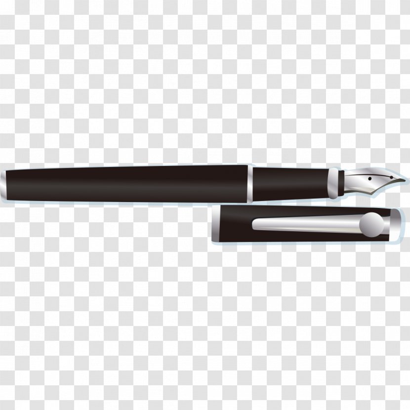 Ballpoint Pen Fountain School Supplies Angle - Black And White Pattern Transparent PNG