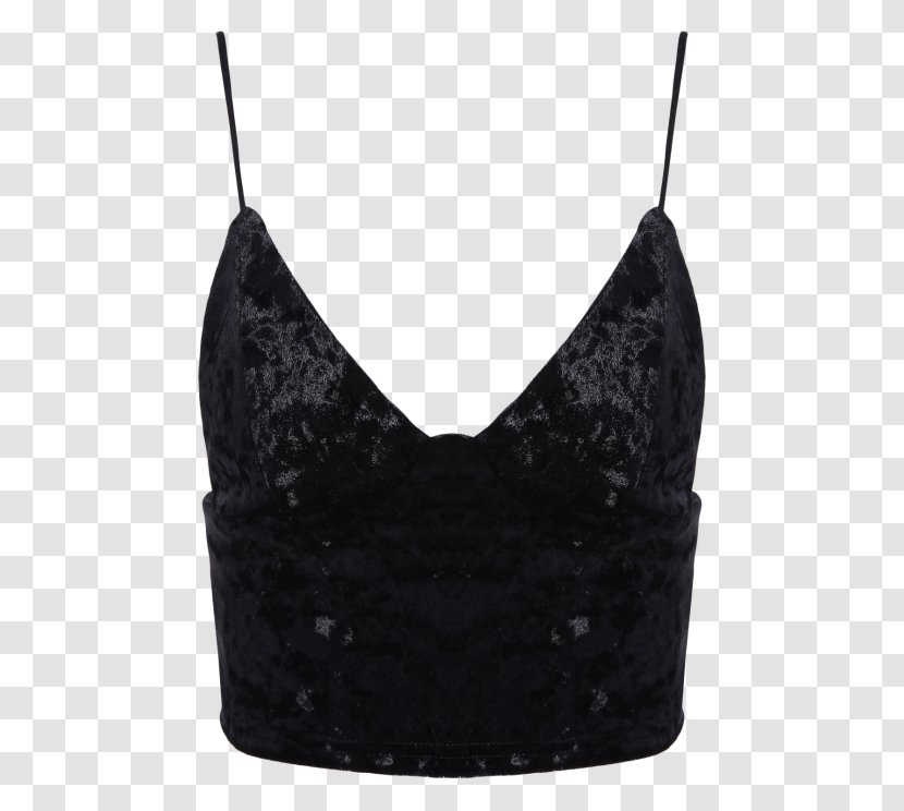 Crop Top Velvet Tanktop Clothing Sleeveless Shirt - Black Transparent PNG