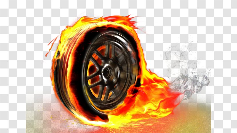 Sports Car Tire Flame - Rim - Tires Transparent PNG