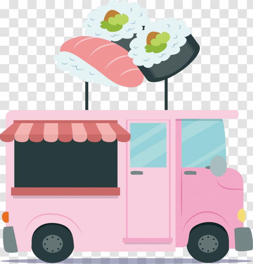 Sushi Japanese Cuisine Fast Food - Pink Dining Car Transparent PNG